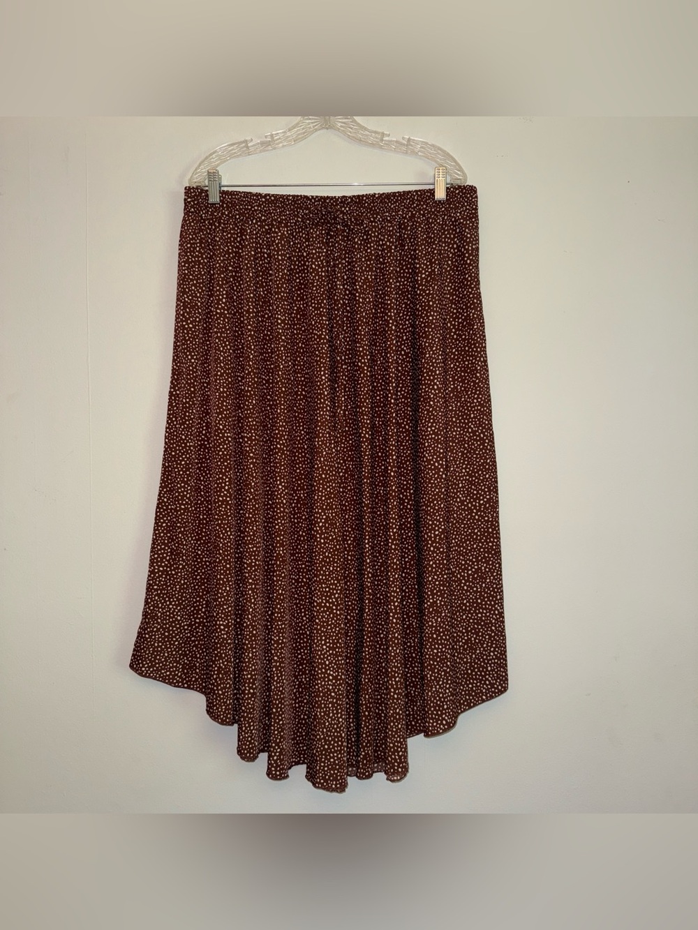SHEIN curve Brown polka dot midi skirt with elastic waistband sz 2XL ✨